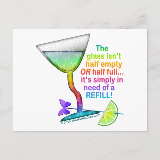 POSTCARDS - GLASS HALF FULL (Front)