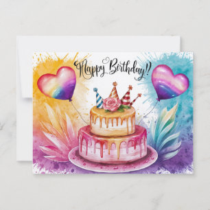 Postcards Happy Birthday Gateau 02