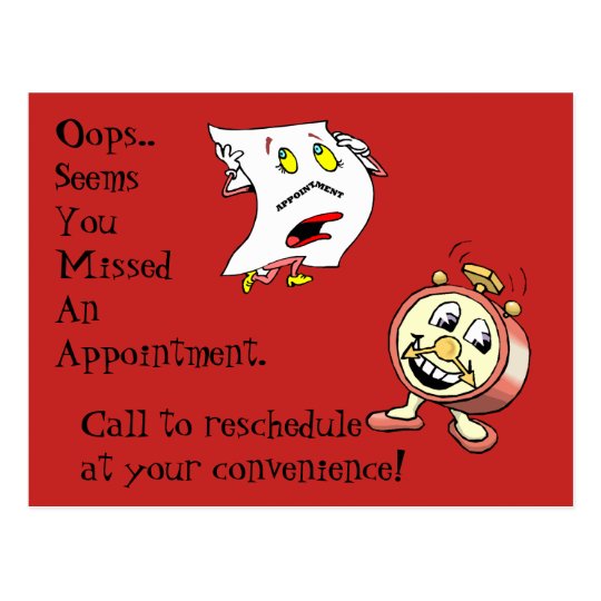 Postcards missed appointment customer contact note Zazzle.co.uk