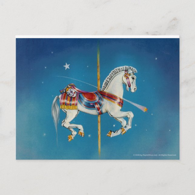 Postcards - Red, White & Blue Carousel Horse (Front)