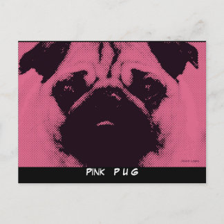Postcards template, Pug dog pink