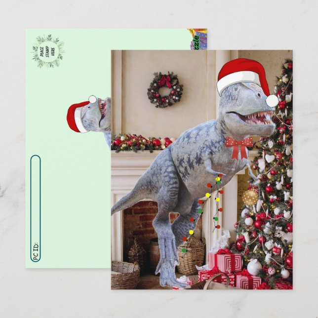 Postcrossing - Dinosaur Christmas Postcard (Front/Back)