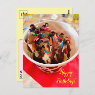 Postcrossing Ice Cream Sundae Birthday Postcard