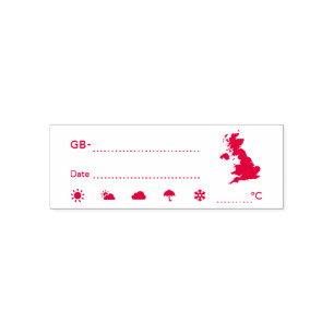Postcrossing ID GB UK Great Britain Weather Date Self-inking Stamp