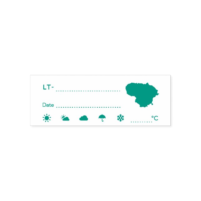 Postcrossing ID LT Lithuania Lietuva Weather Date Self-inking Stamp (Design)