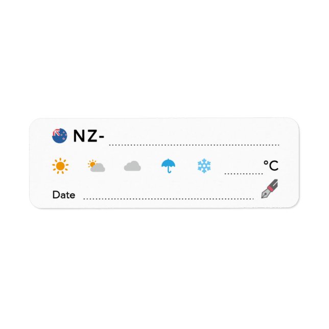 Postcrossing ID NZ New Zealand Weather Date ラベル (Front)