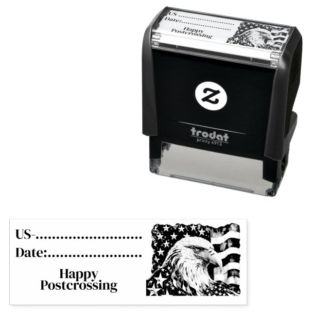 Postcrossing ID USA, USA Eagle Design,  Self-inking Stamp (In Situ)