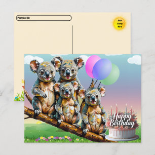 Postcrossing - Koala Family Birthday Postcard
