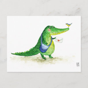 Postcrossing postcard with Cute Green Crocodile