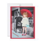 Postcrossing Red Umbrella Girl