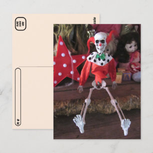 Postcrossing Skeleton Clown Doll Halloween Postcard