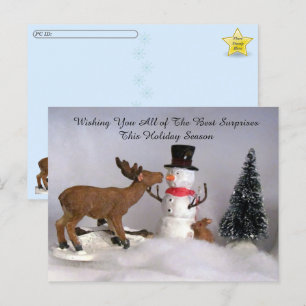 Postcrossing - Snowman and Reindeer Fun Winter Postcard