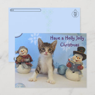 Postcrossing Taromina Cat - Holly Jolly Christmas Postcard