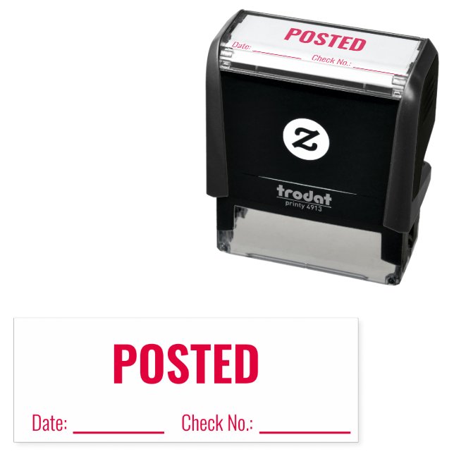 POSTED Date Check Number Business Text Template Self-inking Stamp (In Situ)