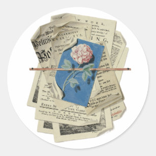 Posted Notices and Prints Scrapbooking Art Classic Round Sticker