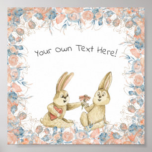 Poster (15,2 x 15,2cm) - Two Rabbits