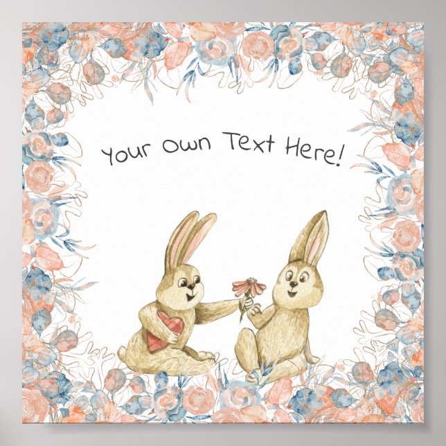 Poster (15,2 x 15,2cm) - Two Rabbits (Front)