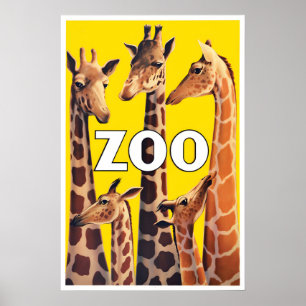 Poster 1943 Zoo Copenhagen Giraffe Vintage Art