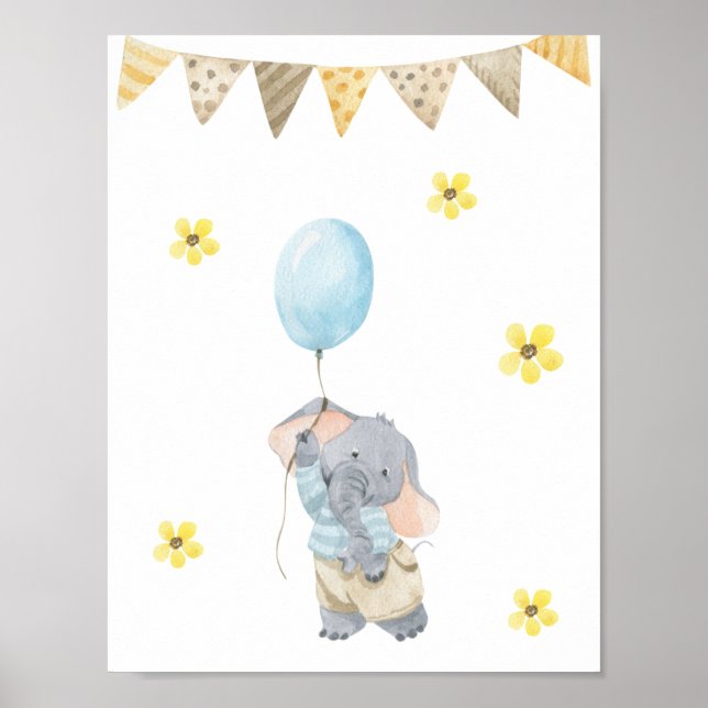 Poster 21.6x27.9cm - Little Elephant With Balloon (Front)