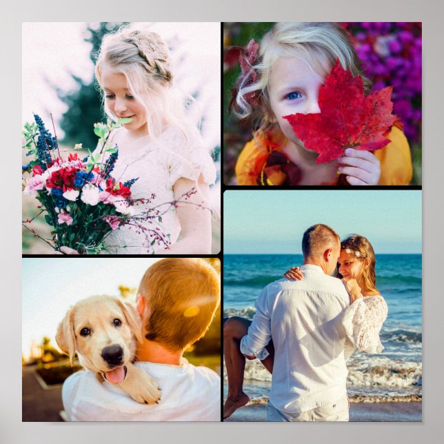 Poster 4 Photo Rounded Black Template (Front)