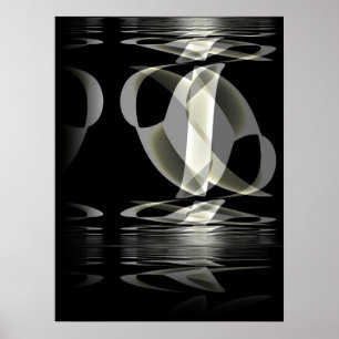 Poster Abstract Art Black White Reflection
