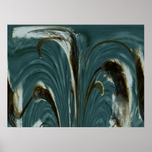Poster Abstract Cattails - Teal