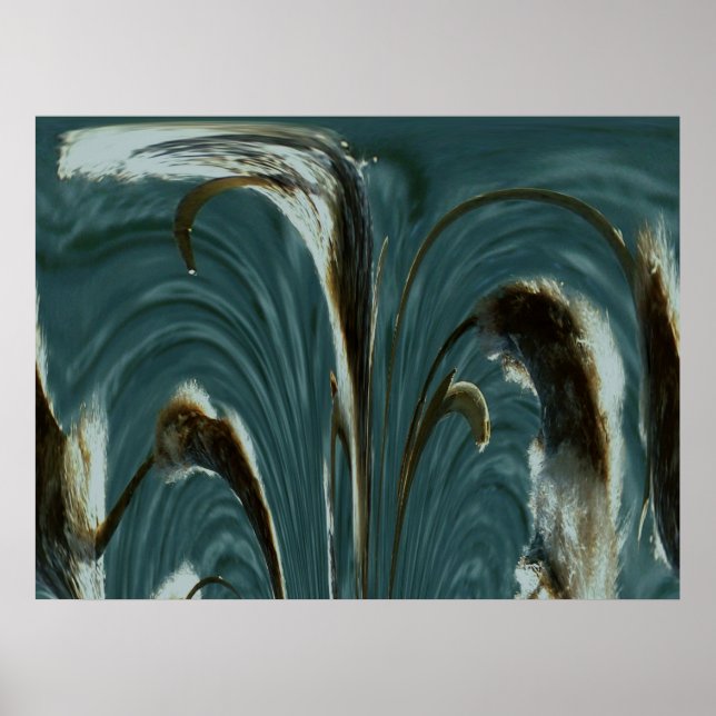 Poster Abstract Cattails - Teal (Front)