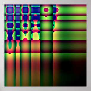 Poster Abstract Trippy Stripes Squares Circles