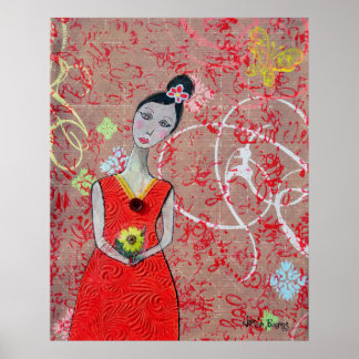 Poster: Adeline in Red Dress Poster