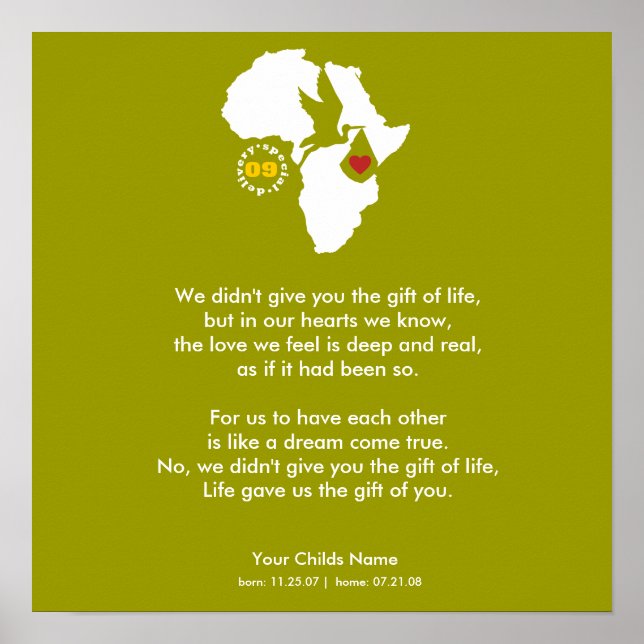 Poster - Adoption Poem - Gift of You (Front)
