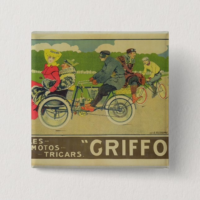 Poster advertising 15 cm square badge (Front)