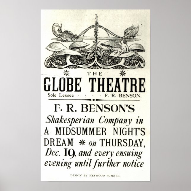 Poster advertising 'A Midsummer Night's Dream' (Front)