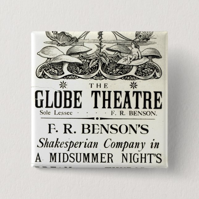 Poster advertising 'A Midsummer Night's Dream' 15 Cm Square Badge (Front)