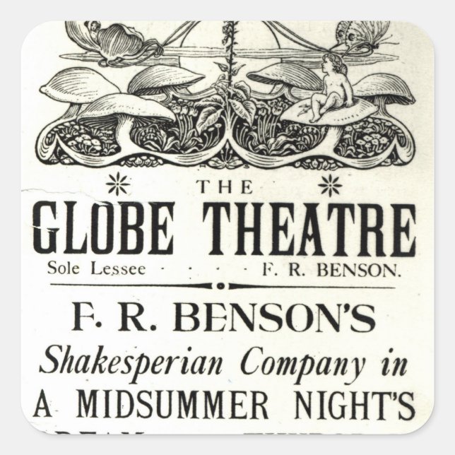 Poster advertising 'A Midsummer Night's Dream' Square Sticker (Front)