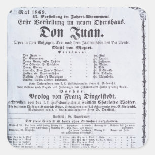 Poster advertising a performance of 'Don Juan' Square Sticker