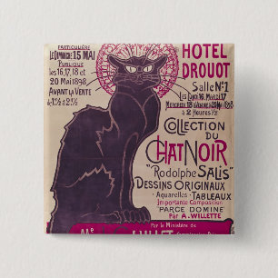 Poster advertising an exhibition 15 cm square badge