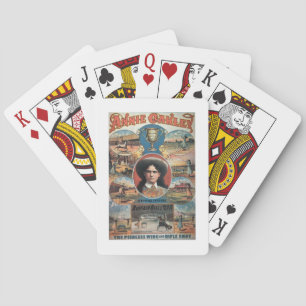 Poster advertising Annie Oakley featuring in Buffa Playing Cards