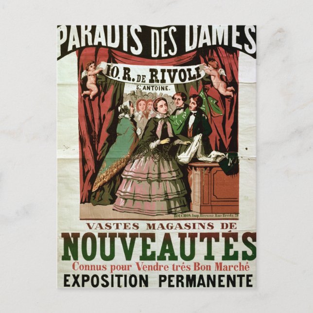 Poster advertising 'Au Paradis des Dames' Postcard (Front)