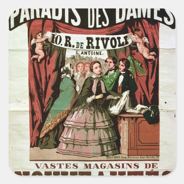 Poster advertising 'Au Paradis des Dames' Square Sticker (Front)