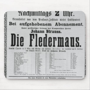 Poster advertising Die Fledermaus by Johann Mouse Mat