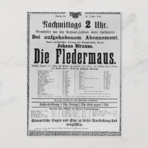 Poster advertising Die Fledermaus by Johann Postcard