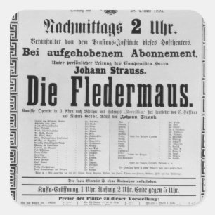 Poster advertising Die Fledermaus by Johann Square Sticker