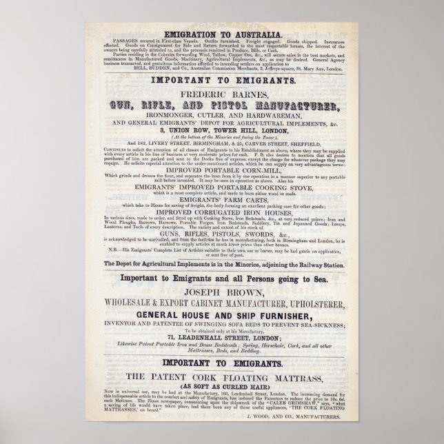 Poster advertising emigrant services (Front)