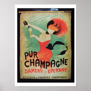 Poster advertising 'Pur Champagne', from Damery, E
