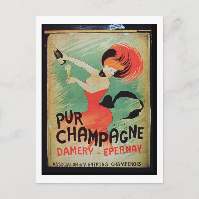 Poster advertising 'Pur Champagne', from Damery, E Postcard (Front)