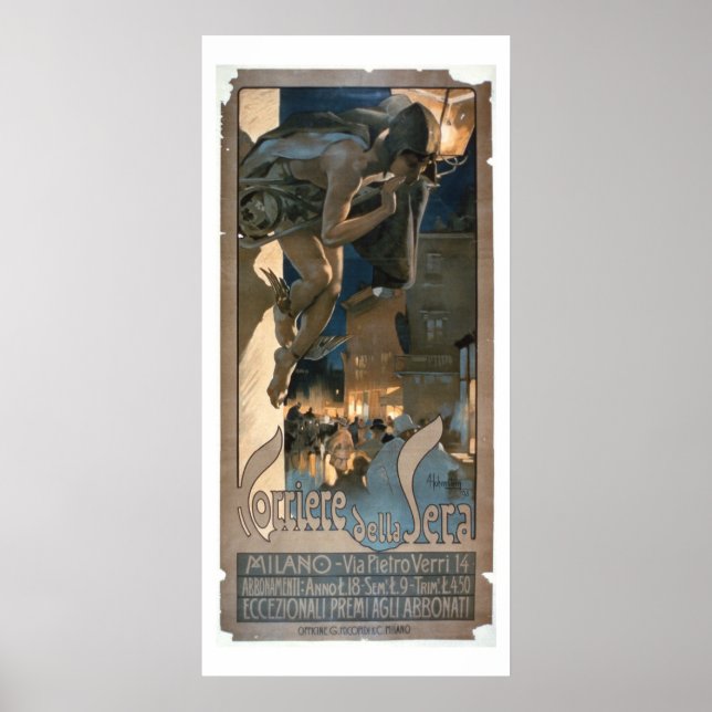 Poster advertising the 'Corriere della Sera', prin (Front)