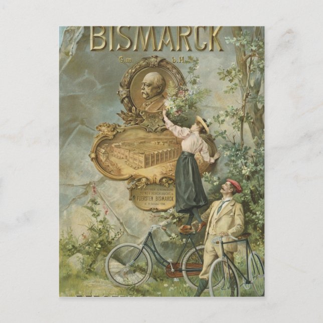Poster advertising the Fahrrad Werke Bismarck Postcard (Front)