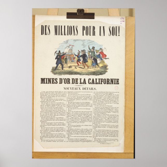 Poster advertising the gold mines in California (Front)