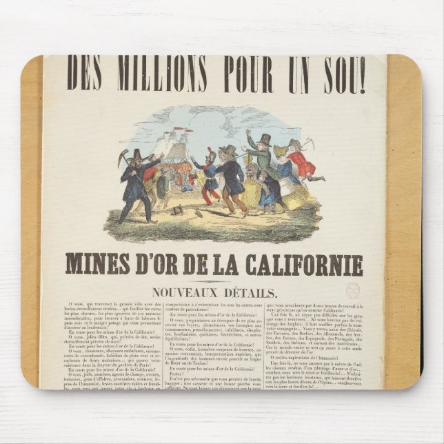 Poster advertising the gold mines in California Mouse Mat (Front)