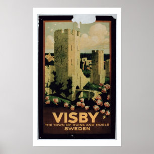 Poster advertising the town of Visby, Sweden (colo